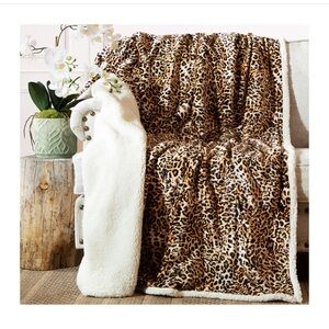 Carstens Leopard Print Faux Fur and Sherpa Throw Blanket 54” x 68”